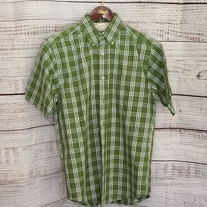 225 - Wrangler Hero Green Plaid Casual Button Pocket Cotton Shirt Men's Small